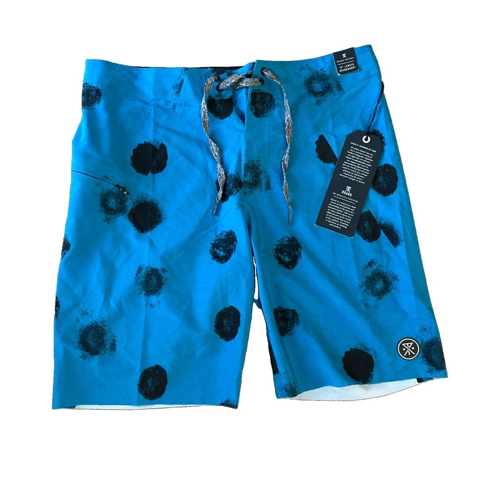 Roark Savage Fused Boardshorts NWT Sz 30 Blue 19" Drawstring Beach Coastal Swim
